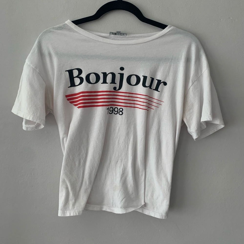 Charlotte Russe White Bonjour T-Shirt